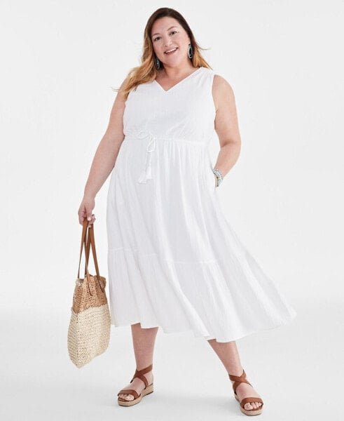 Plus Size Sleeveless Cotton Maxi Dress, Created for Macy's