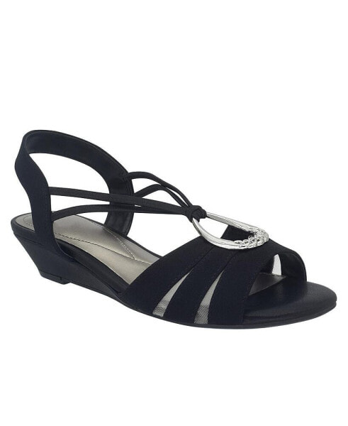 Women's Rita Ornamented Stretch Wedge Sandals