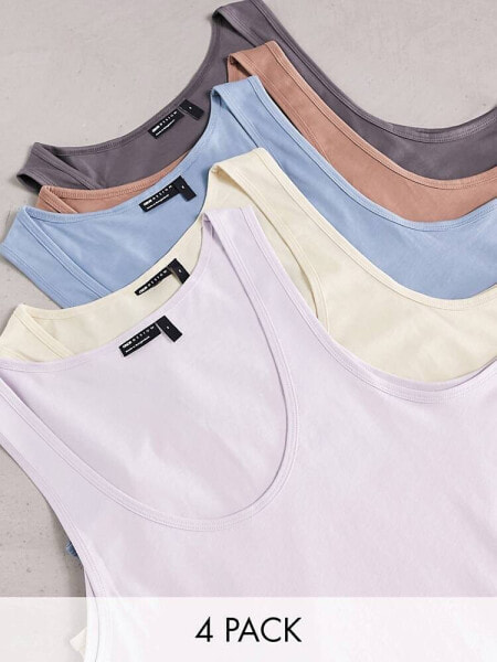 ASOS DESIGN 5 pack vest with scoop neck in multiple colours