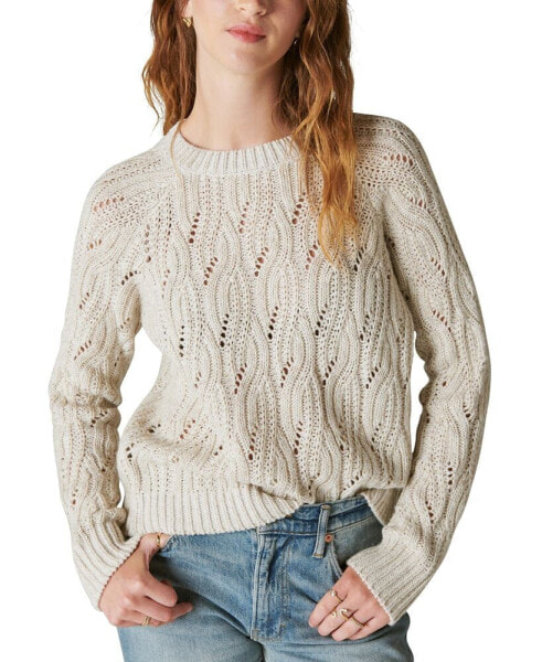 Women's Shine Cable Knit Crewneck Sweater