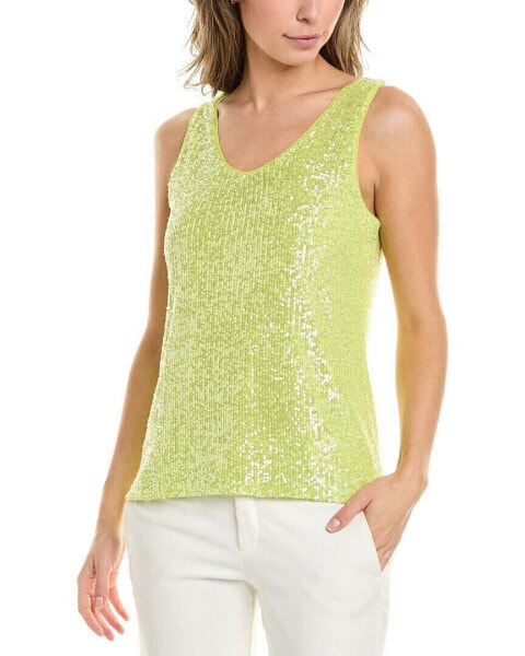 Anne Klein Sequin Mesh Tank Women's Green Xl