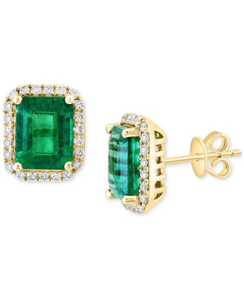 Brasilica by EFFY® Emerald (1-9/10 ct. t.w.) and Diamond (1/4 ct. t.w.) Stud Earrings in 14k Gold, Created for Macy's