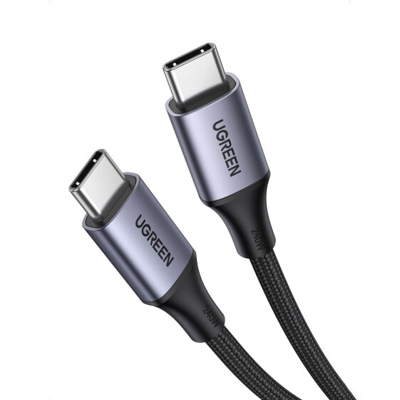 Kabel przewód USB-C PD w oplocie 240W 5A 480Mb/s 1m czarno szary