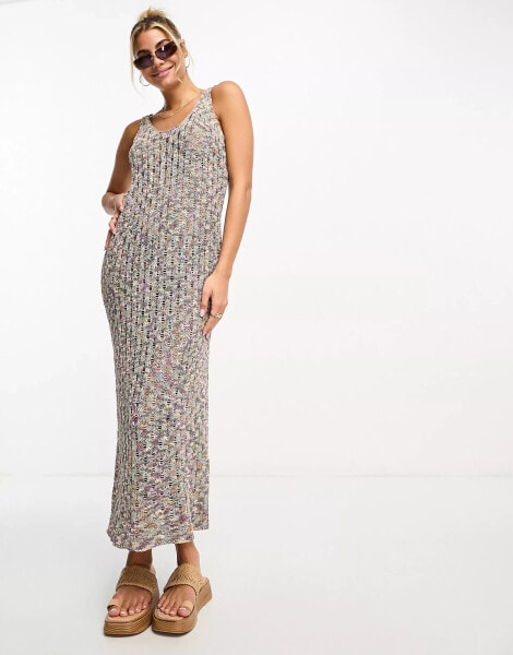 Pull&Bear – Maxikleid in Lila meliert