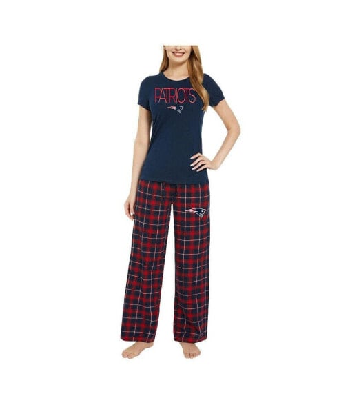 Women's Navy, Red New England Patriots Arctic T-shirt and Flannel Pants Sleep Set