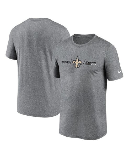 Men's Heathered Charcoal New Orleans Saints Horizontal Lockup Legend T-shirt