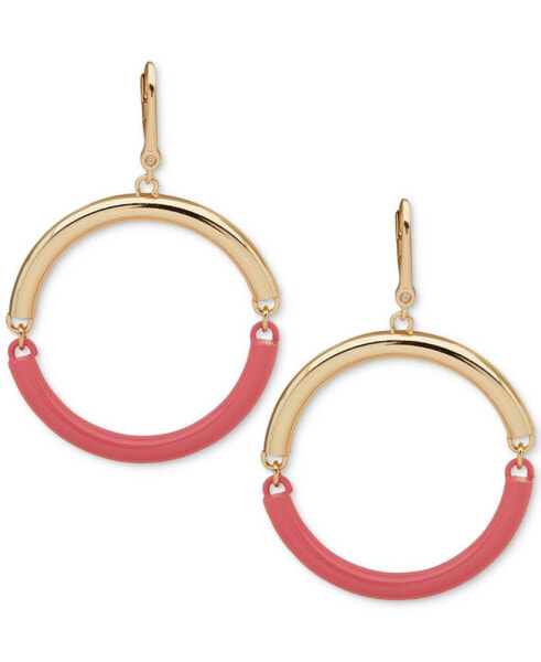 Gold-Tone & Color Spit Hoop Drop Earrings