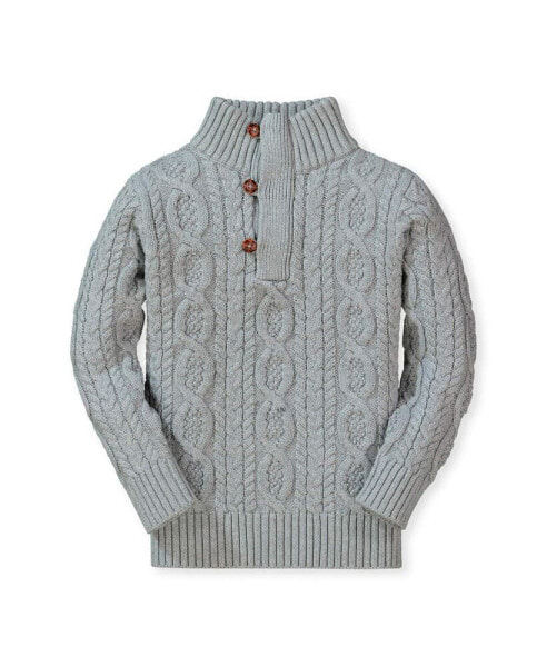 Baby Boys Mock Neck Cable Sweater with Buttons