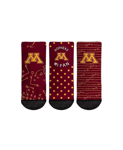 Toddler Boys and Girls Rock Em Socks Minnesota Golden Gophers #1 Fan 3-Pack Crew Socks Set