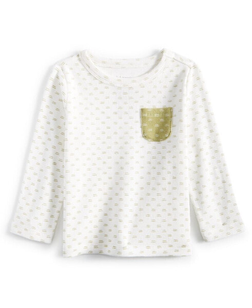 Baby Boys Waffle-Knit Broken-Stripe Long-Sleeve Pocket T-Shirt, Created for Macy's