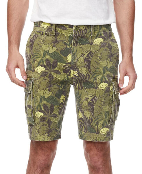 Men's Hackman Stretch Tropical-Print 10" Cargo Shorts
