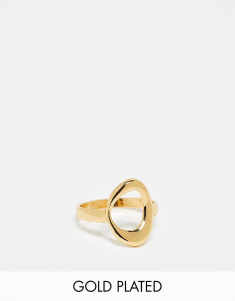 ASOS DESIGN Curve 14K gold plated ring with molten circle design