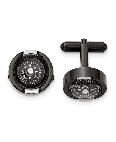 Stainless Steel Black IP-plated Functional Compass Cufflinks
