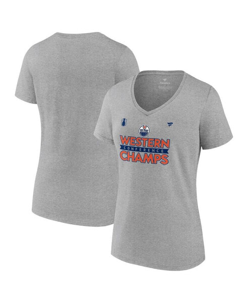 Women's Steel Edmonton Oilers 2024 Western Conference Champions Locker Room V-Neck T-Shirt