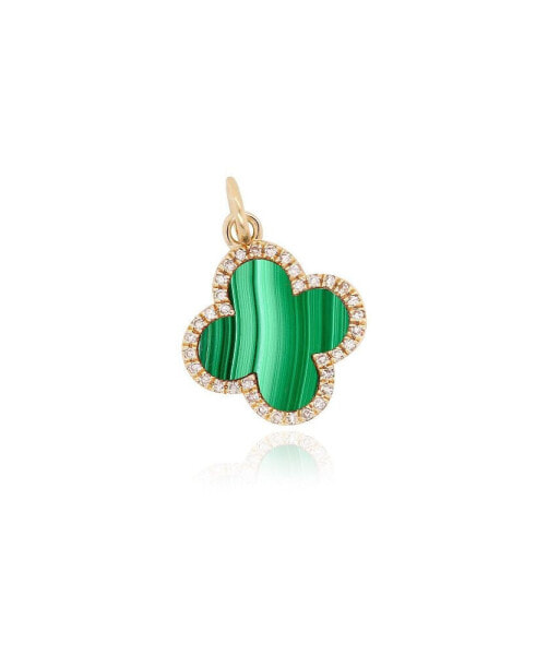 Malachite Diamond Clover Charm