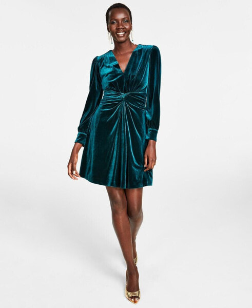 Velvet Twist-Front Dress