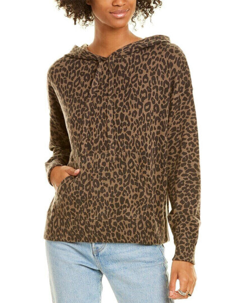 Свитер с капюшоном Skull Cashmere Leopard Cashmere-Blend для женщин Black Xs