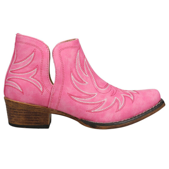 Roper Ava Embroidery Snip Toe Cowboy Booties Womens Pink Casual Boots 09-021-156