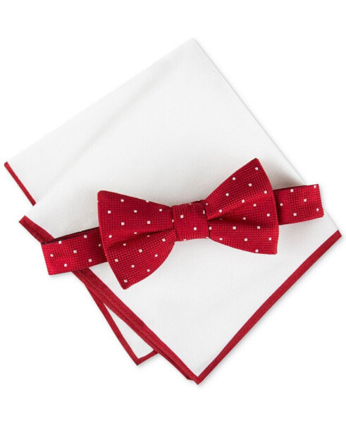 Men's Metcalf Dot Bow Tie & Tipped Pocket Square Set