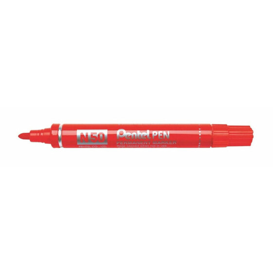 Фломастер постоянный Pentel N50-BE Красный 12 штук