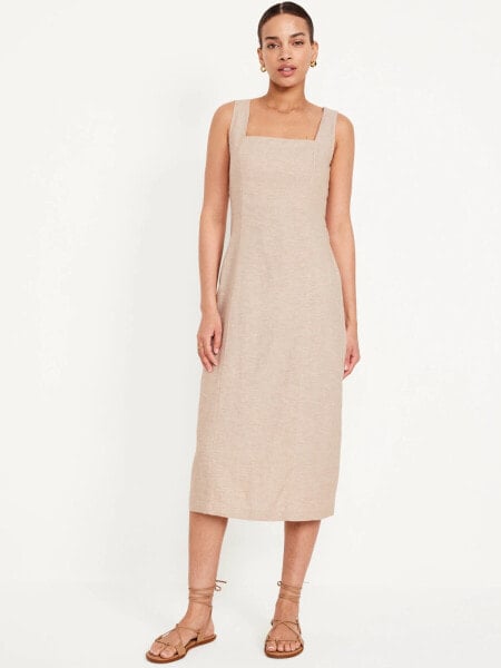 Sleeveless Square-Neck Midi Dress