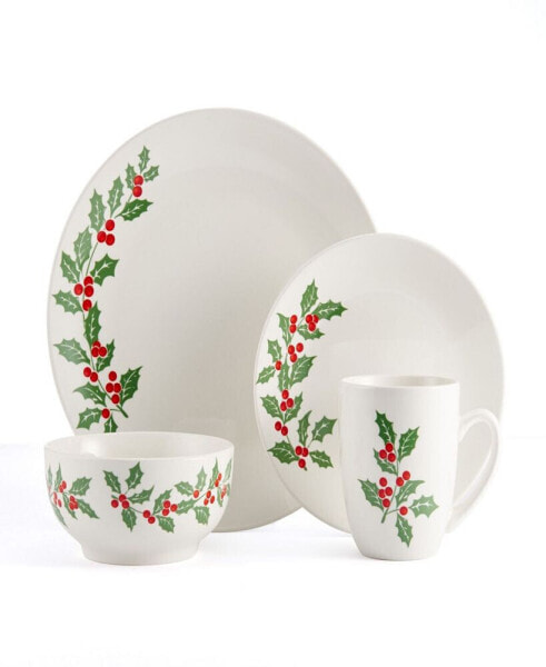 Holly Cheer 16 Pc. Dinnerware Set, Service for 4