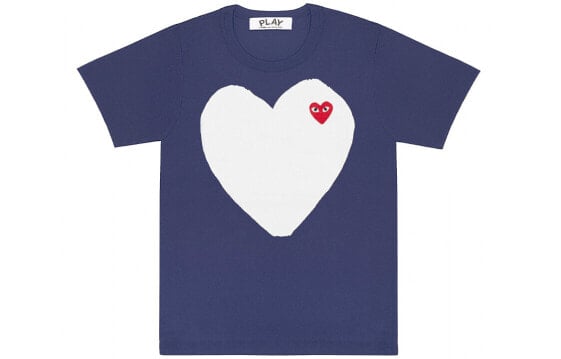 CDG Play T-Shirt 大白爱心小红心印花短袖T恤 男款 海军蓝 / Футболка CDG Play T-Shirt T AZ-T184-051-1