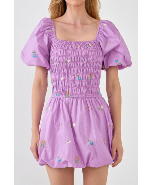 Платье с вышивкой и смокингом English Factory "Цветочный наряд с деталями воздушными шарами"