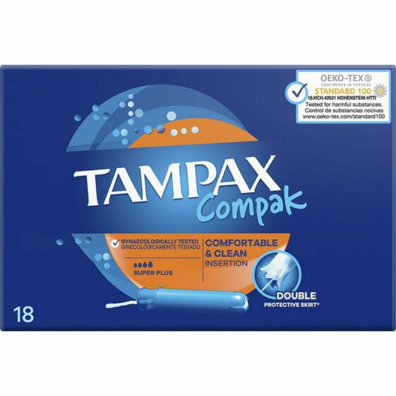 Тампоны Super Plus Tampax Compak Applicator 18 штук