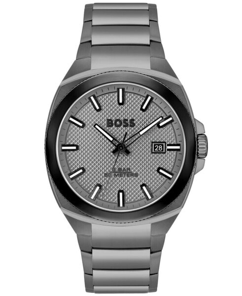 Men's Walker Quartz Basic Calendar Ionic Plated Gray Steel Watch 41mm