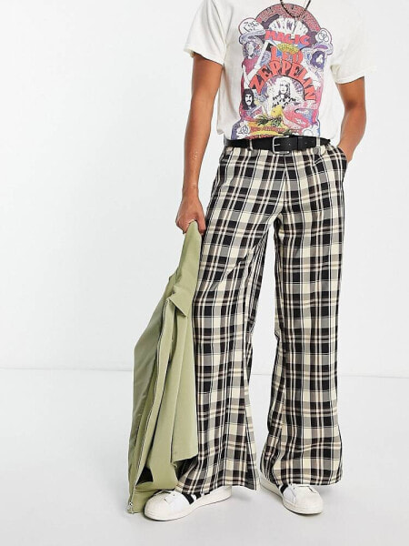 ASOS DESIGN ultra flare trousers in check