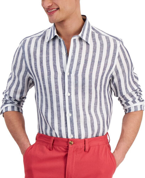 Рубашка мужская Club Room Alba Stripe с длинным рукавом из льна, создана для Macy's