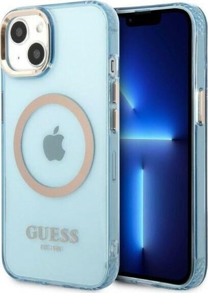 Guess Guess GUHMP13MHTCMB iPhone 13 6,1" niebieski/blue hard case Gold Outline Translucent MagSafe NoSize