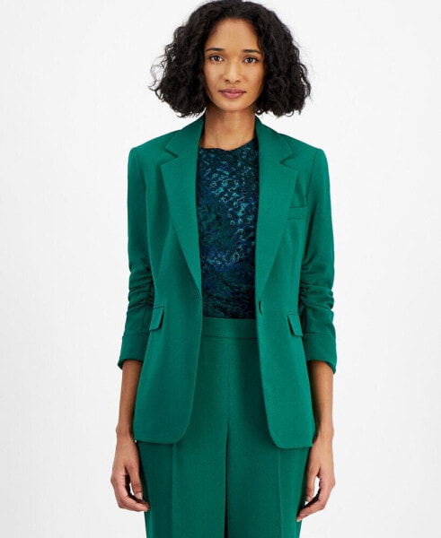 Women's Textured Crepe One-Button Blazer, Created for Macy's