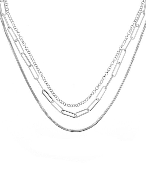 Triple Row 16" Chain Necklace in Silver Plate or Gold Plate