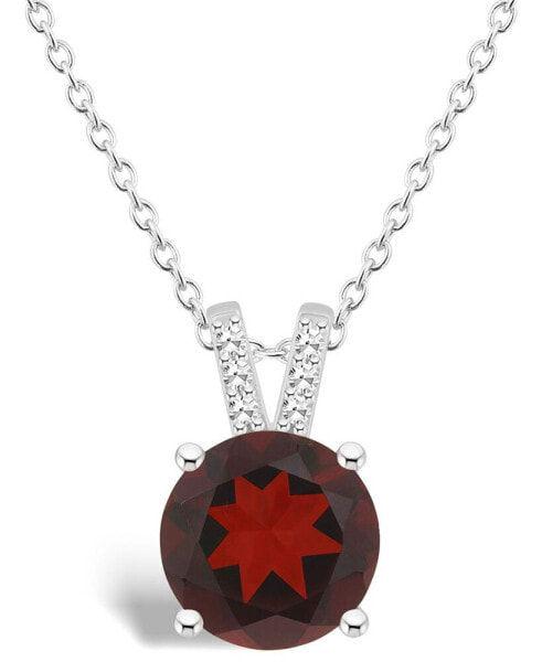 Macy's women's Garnet (2-1/2 ct.t.w.) and Diamond Accent Pendant Necklace in Sterling Silver