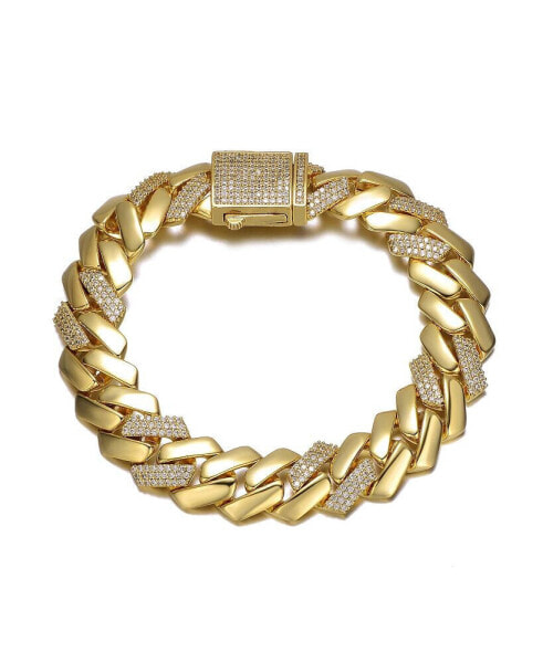 14K Gold Plated Cubic Zirconia Miami Cuban Curb Link Bracelet