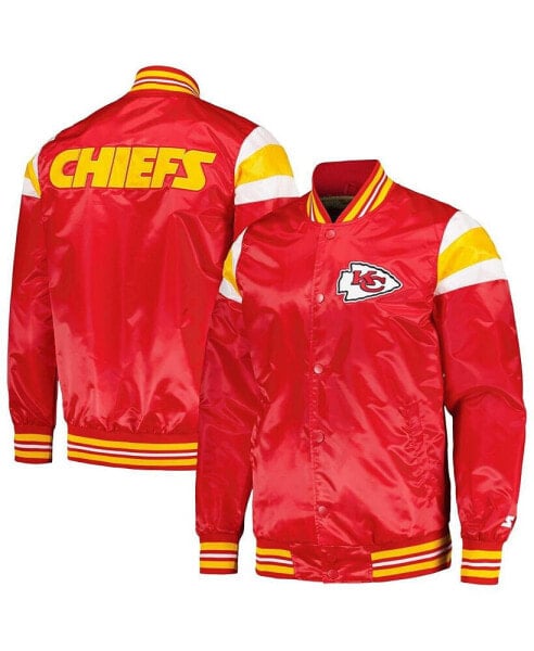 Men's Red Kansas City Chiefs Satin Full-Snap Varsity Jacket