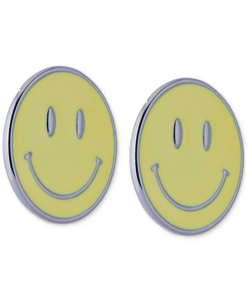 Silver-Tone Yellow Happy Face Pin