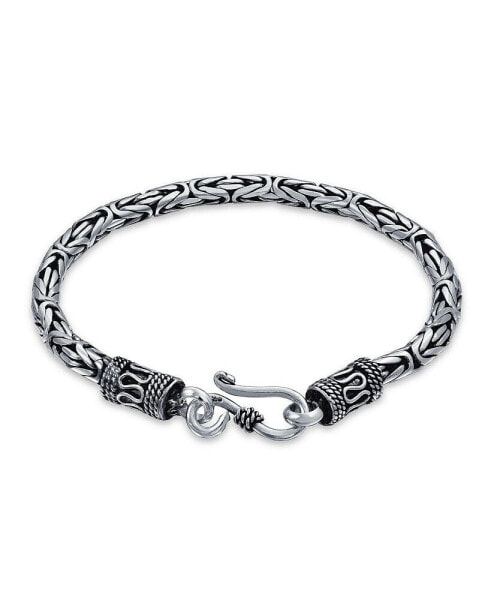 Bali Byzantine Chain Link Bracelet Eye And Hook Antiqued 925 Sterling Silver For Women Men Teen Hand Crafted Made In Thailand 8 Inch