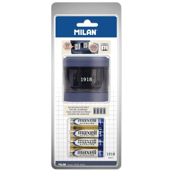 MILAN Blister Pack Maxi Regular Electric Pencil Sharpener Batteries Included 1918 Series