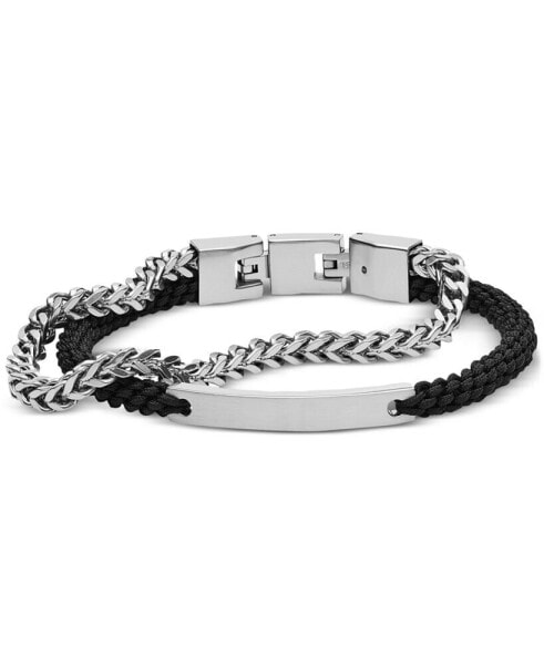 Men's Double-Strand Silver-Tone Steel Bracelet