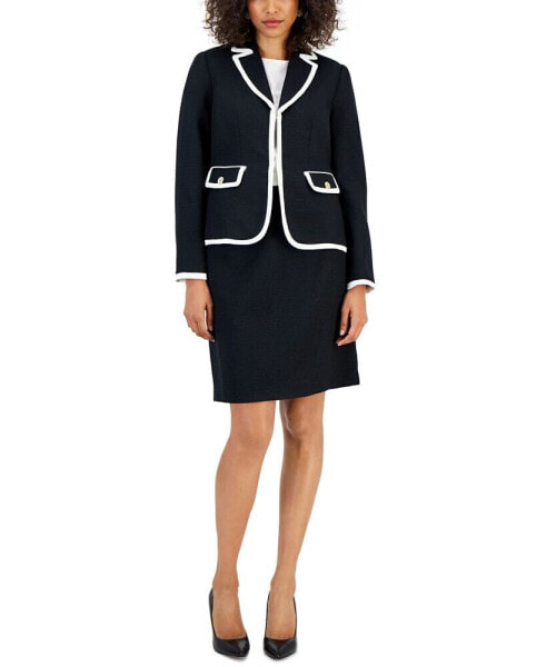 Women's Sparkle Contrast-Trim Jacket & Pencil Skirt Suit