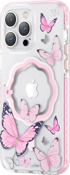 Kingxbar Kingxbar Butterfly Series magnetyczne etui iPhone 14 Plus MagSafe etui z motylami różowe