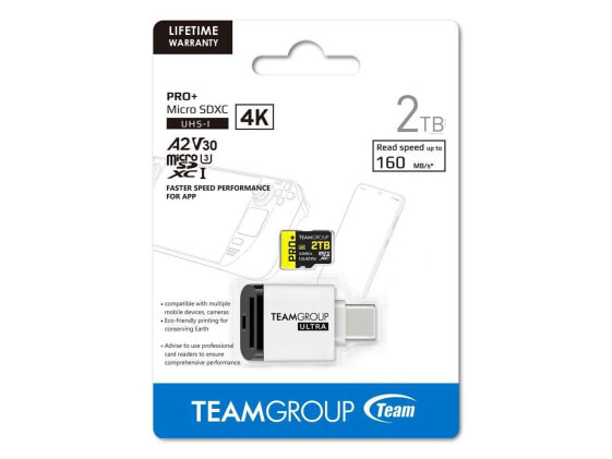 Team 2TB Pro+ microSDXC UHS-I/U3 Memory Card with Ultra CR I card reader, compat