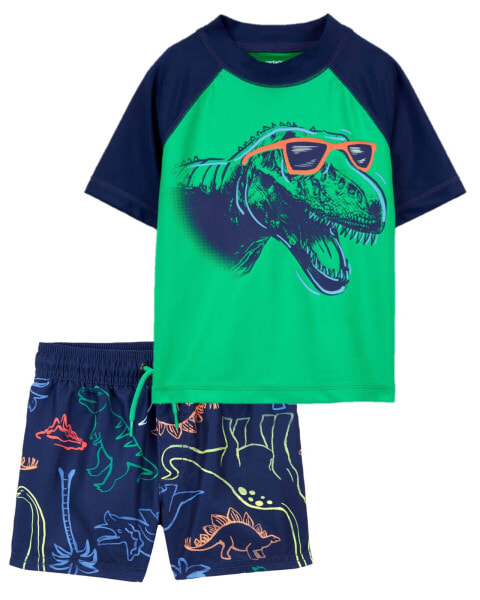 Toddler Dinosaur Rashguard & Swim Trunks Set 5T