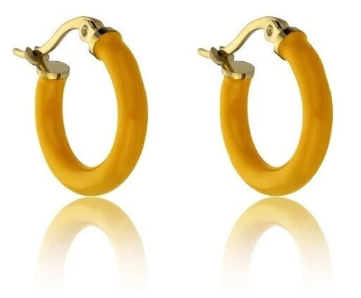 Gold plated hoops with enamel Laura Orange Earrings MCE23149G