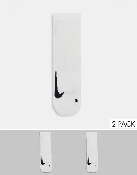 Nike Running unisex 2 pack multiplier socks in white and black