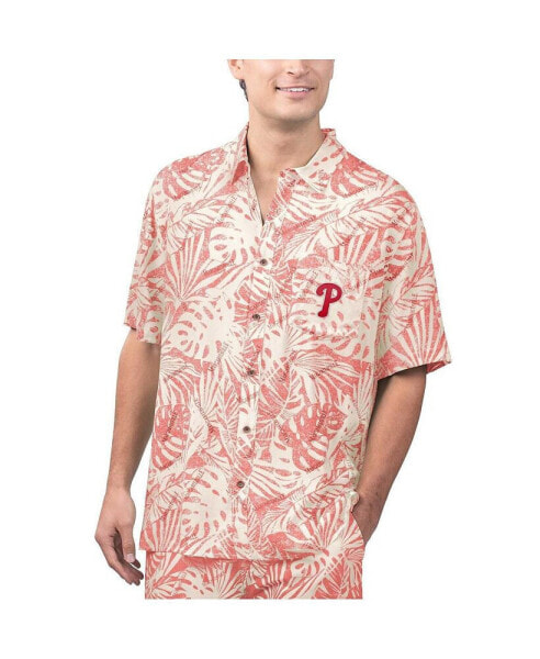 Men's Red Philadelphia Phillies Monstera Print Party Button-Up Shirt