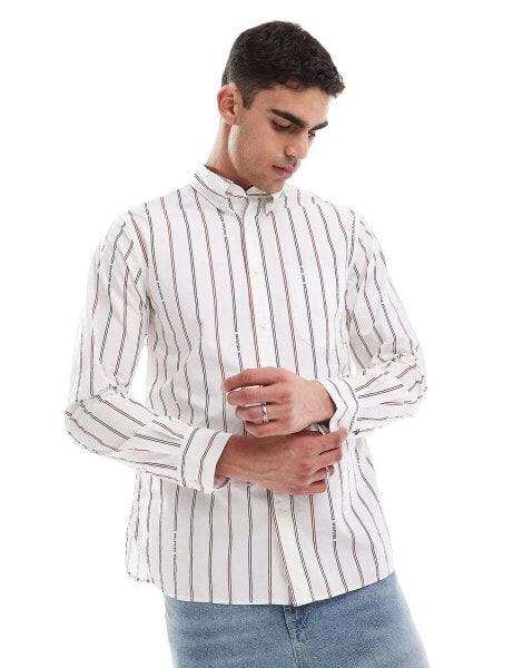 Tommy Hilfiger long sleeve shirt in white and multi stripe